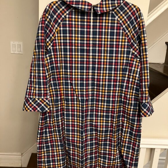 Checked A-Line Dress With Red Buttons - Picture 8 of 8